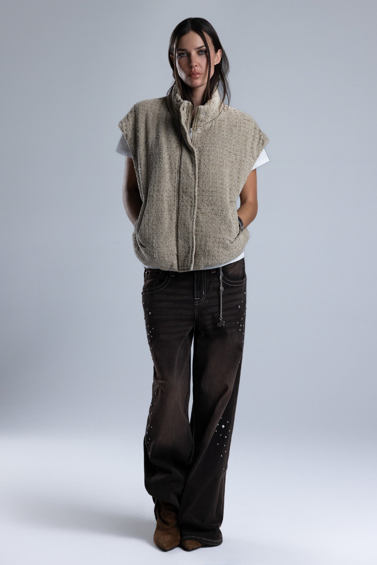 Levelle Bouclé Puffer Vest