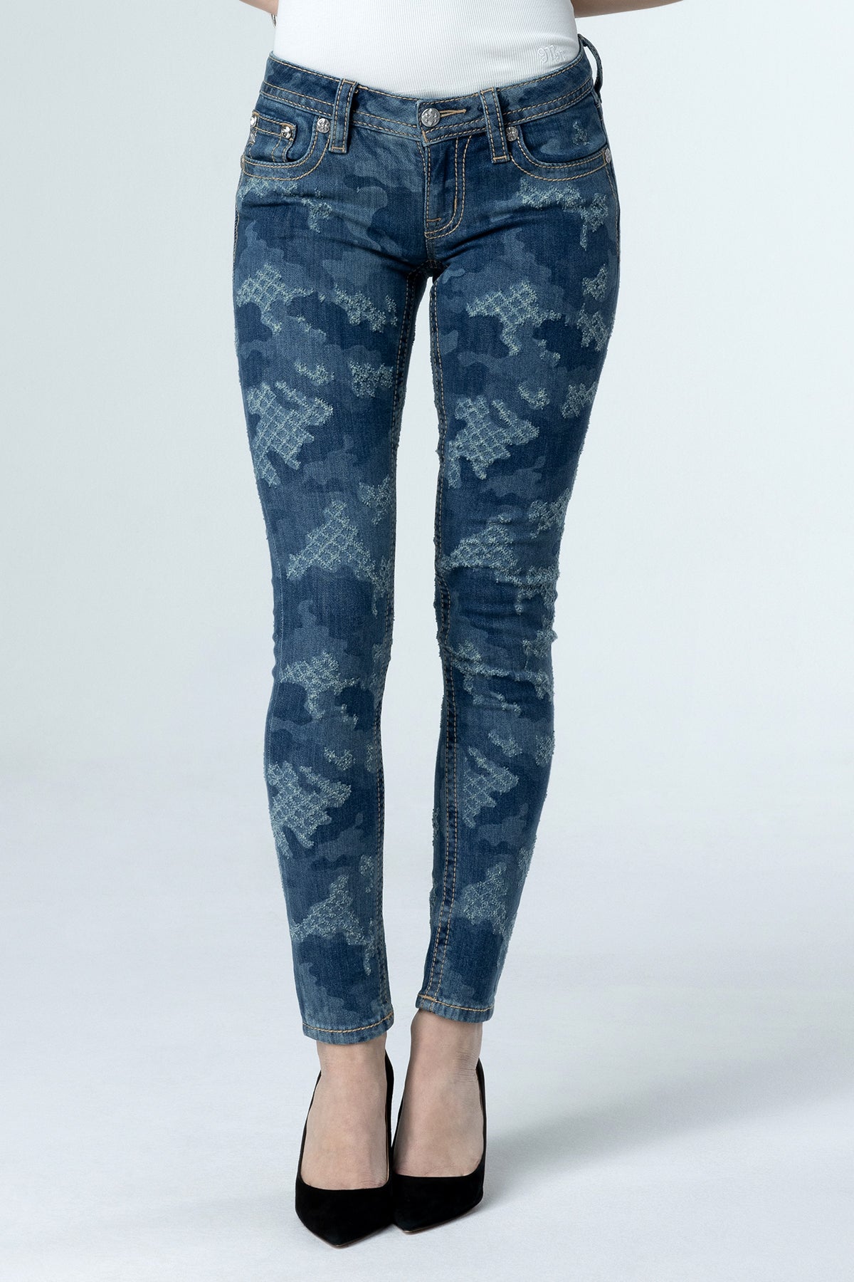Low Rise Camo Skinny Jeans