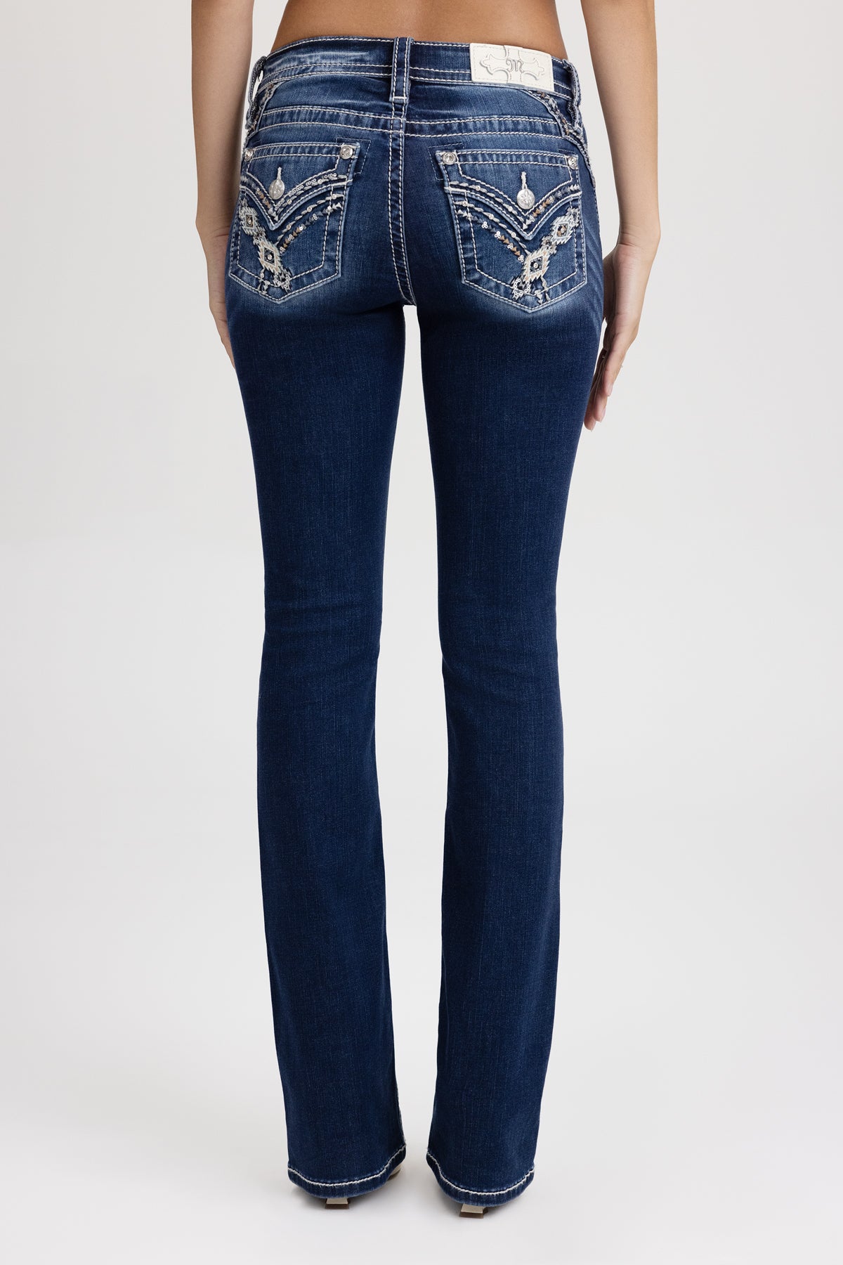 Nyah Cross Stitched Bootcut Jeans