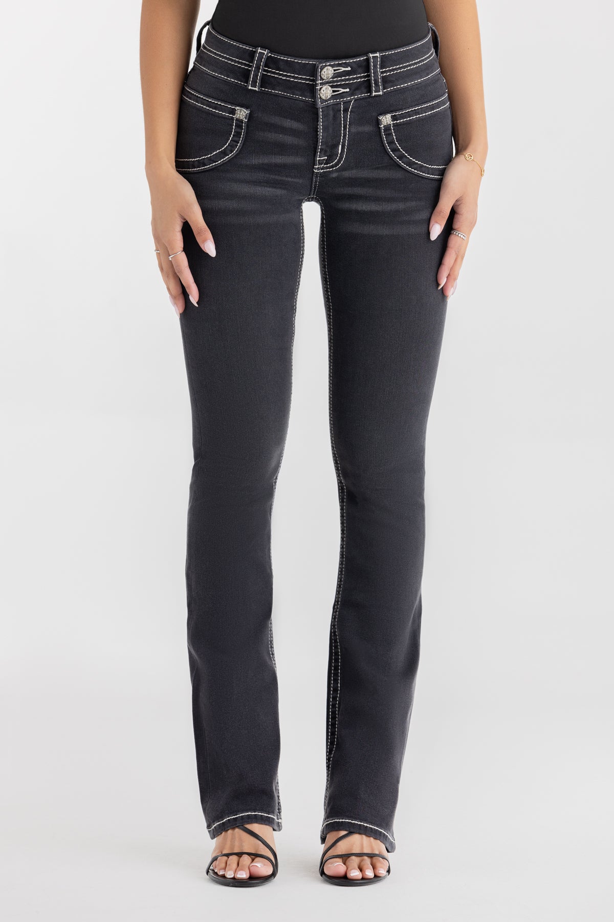 Ebony Stitched Bootcut Jeans