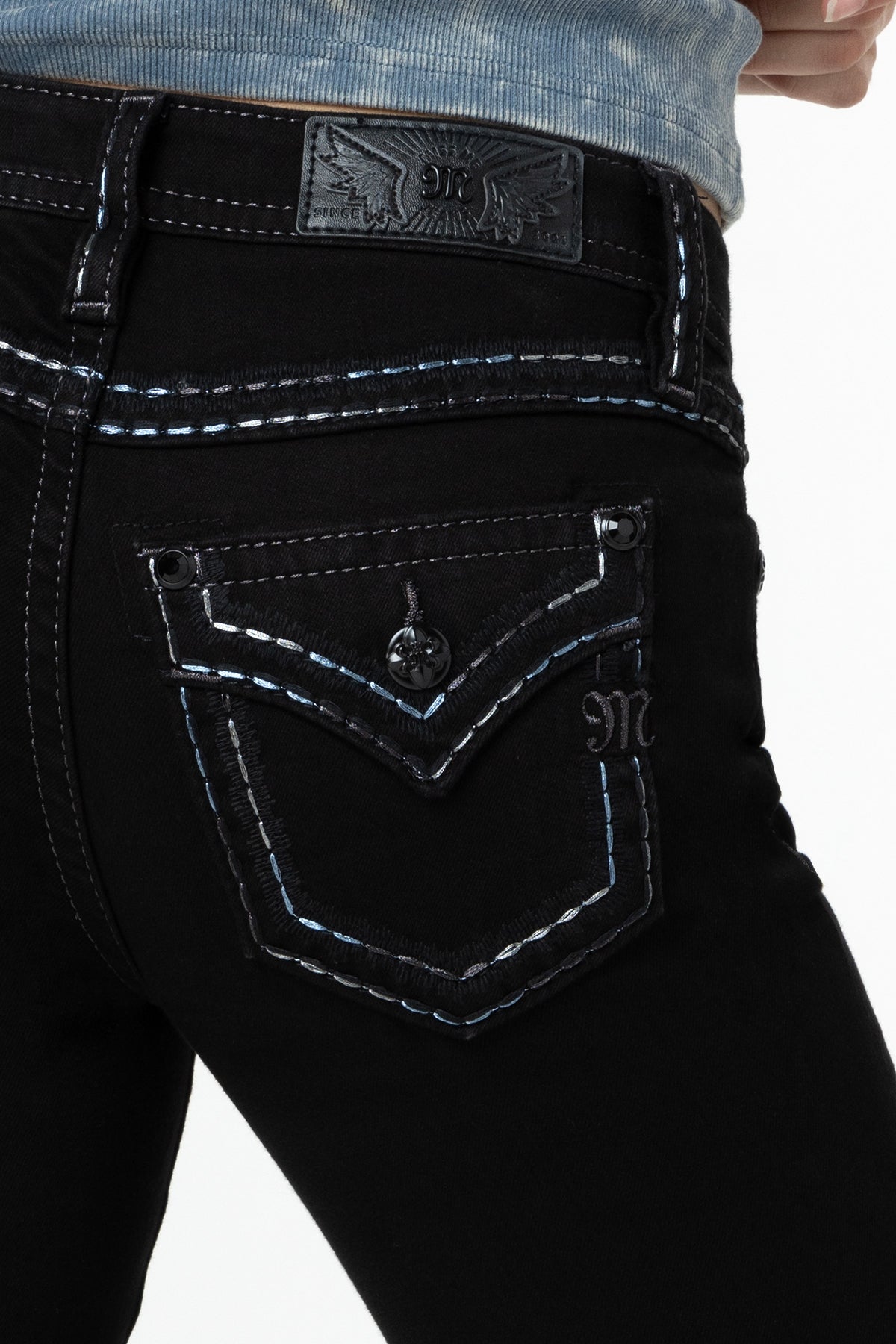 Metallic Classic Black Bootcut Jeans